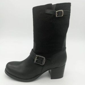 Frye Womens Vera Short Riding Boots Black Leather Block Heel Straps 7.5 B New